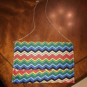 Zigzag rainbow envelope clutch